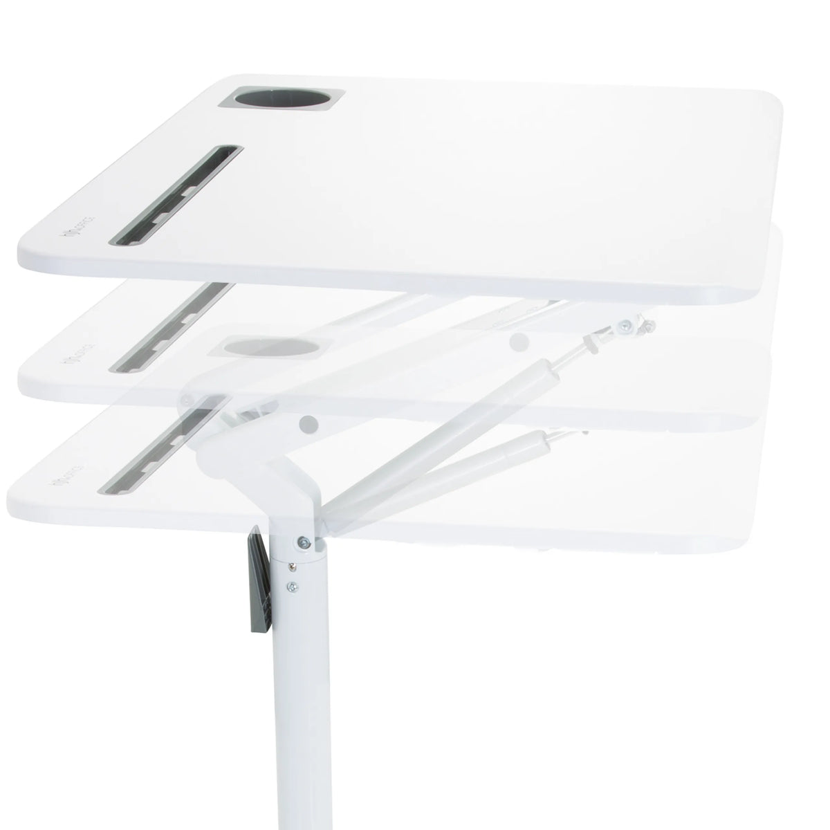 Height-adjustable mechanism of the white tabletop of the STAND VM-SU I standing desk by hjh OFFICE