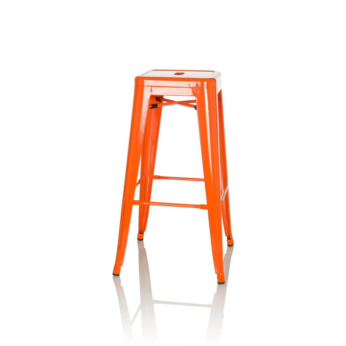 Orange Bar stool VANTAGGIO HIGH with four legs and integrated footrests by hjh OFFICE – 360-degree view (side profile 75°)