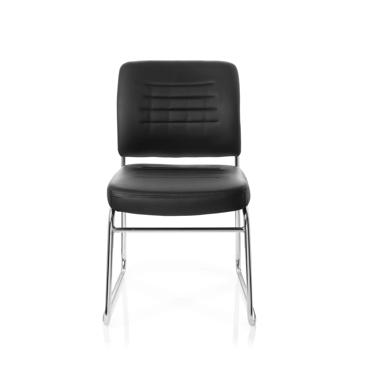 Black guest chair TONSO V with upholstery and sled base by hjh OFFICE – 360-degree view (front view 0°)