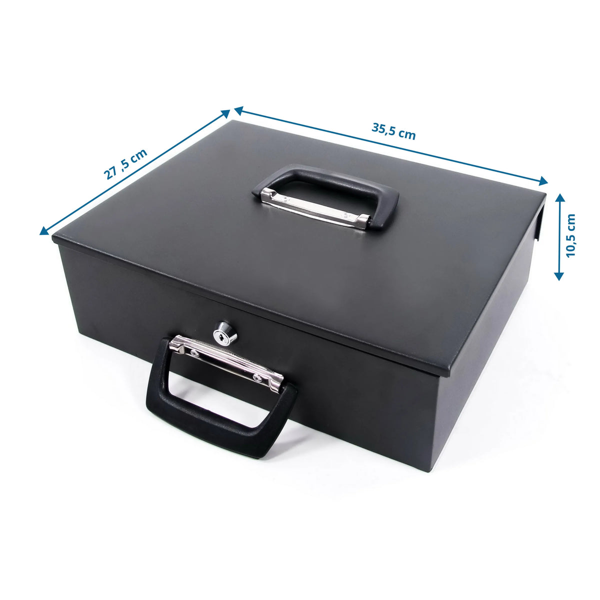 Dimensional view of the Cash box SAFE I with 35.5 × 27.5 cm by hjh OFFICE