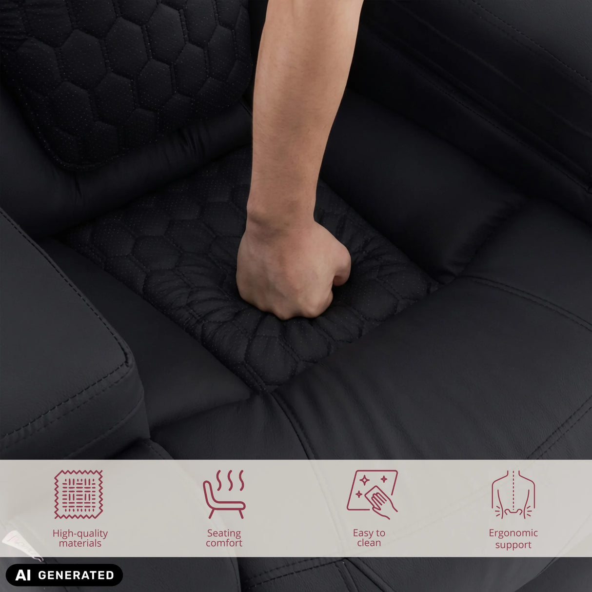 Upholstery of the Game Sport RX lounge chair in black by hjh OFFICE (AI-generated image)