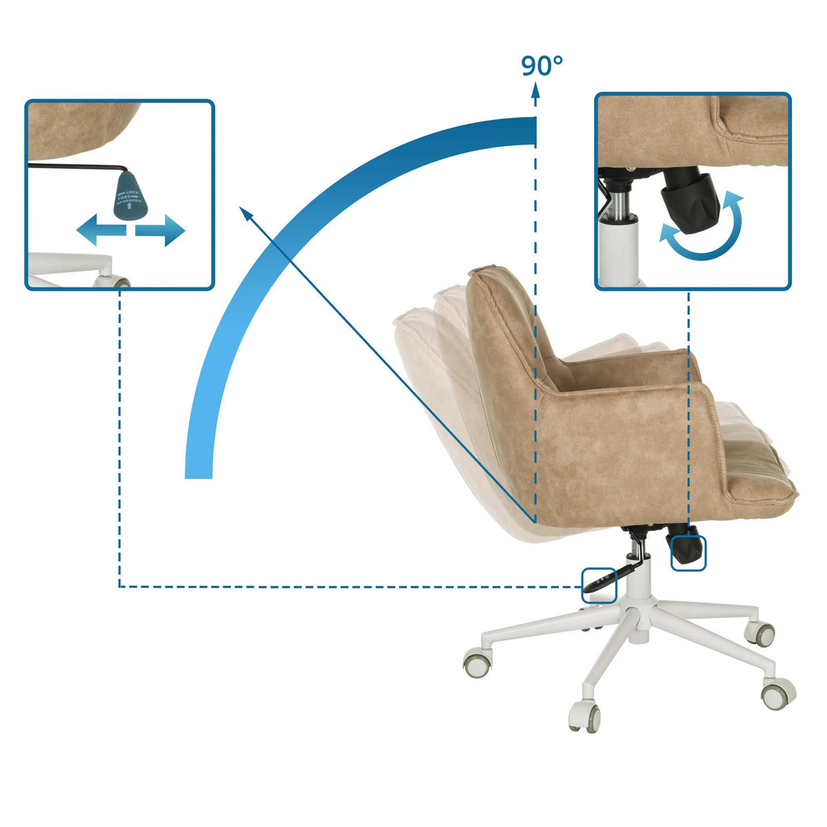 90 degree swivel seat of the Home Office Chair SOLAO LIFE W by hjh LIVING