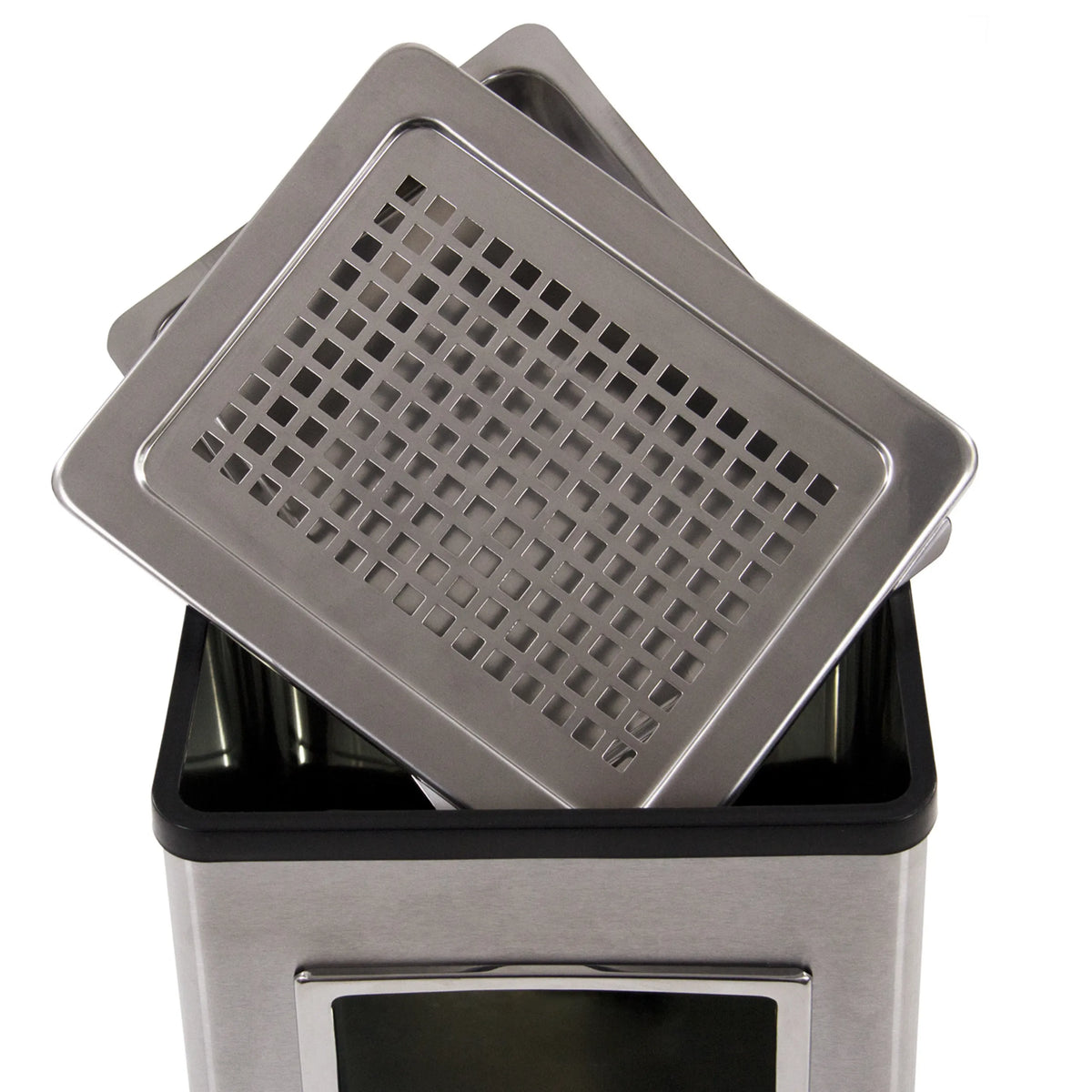 Stainless steel insert with grate cover of the Standing ashtray CLEAN I by hjh OFFICE
