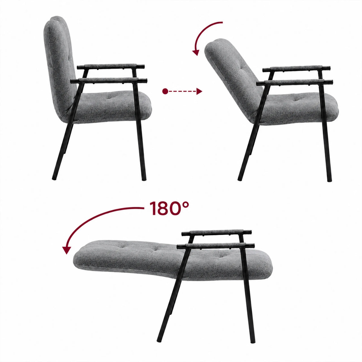 Adjustable backrest of the grey Lifea Flex chair by hjh LIVING