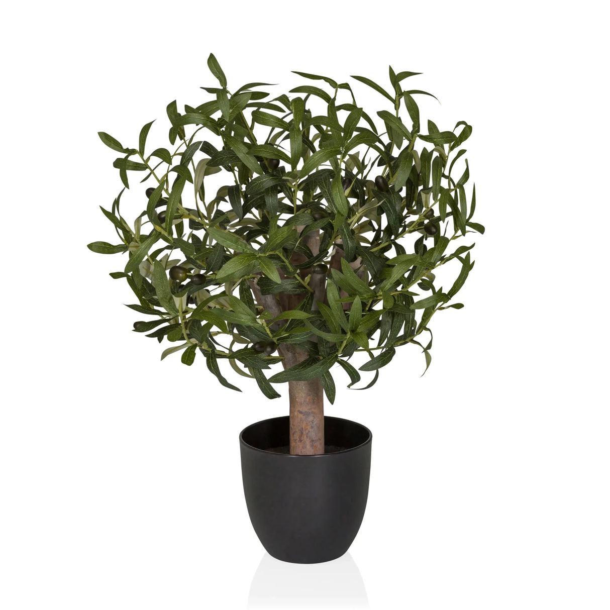 Artificial plant Olive S with green leaves in a simple black pot by hjh OFFICE