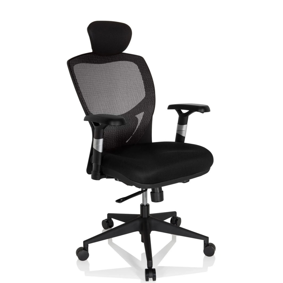 High End Office Chair VENUS BASE in grey-black with mesh backrest and headrest by hjh OFFICE