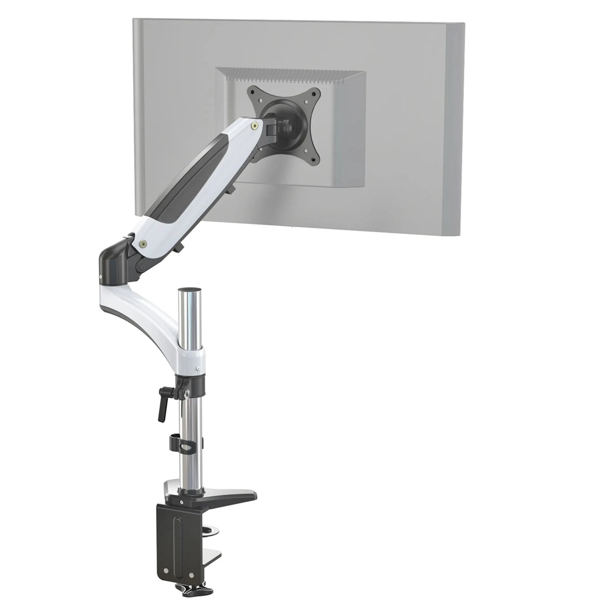 Monitor Mount VM-MG1 in white and black with flexible swivel arm and desk mount by hjh OFFICE