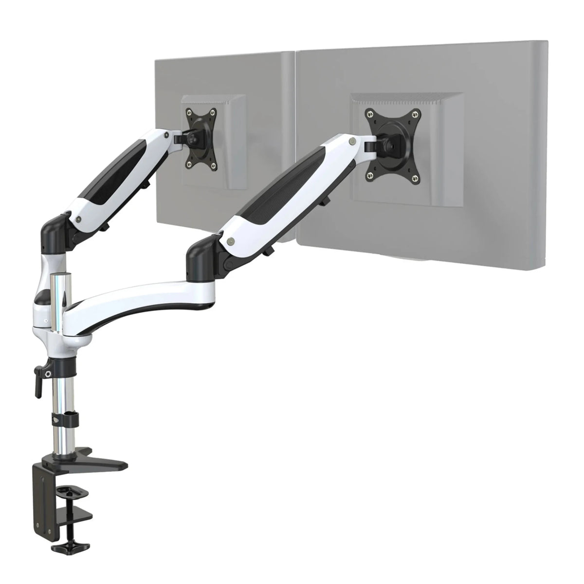Monitor Mount VM-MG2 in white-black for two screens with desk mount by hjh OFFICE