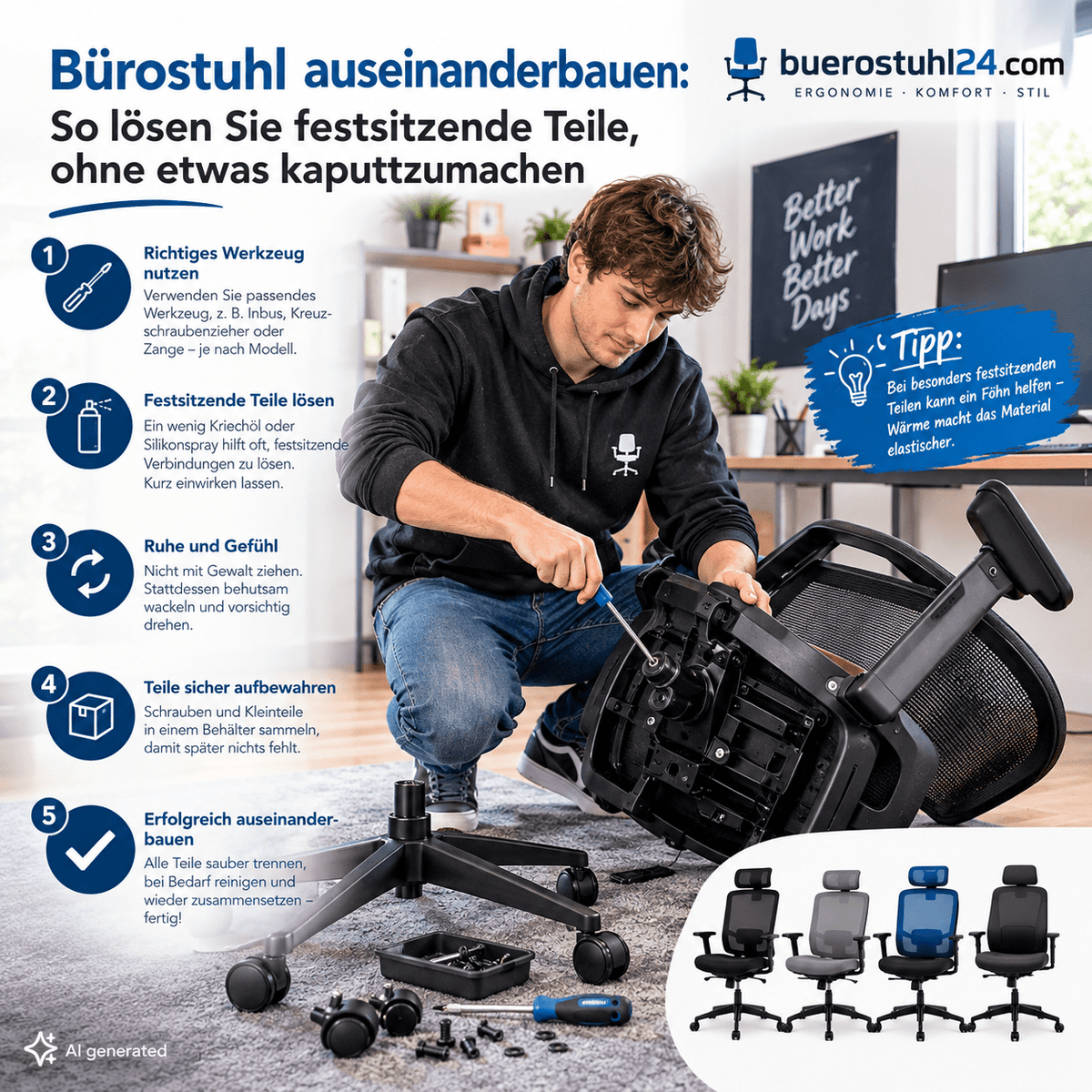 bürostuhl auseinanderbauen - buerostuhl24