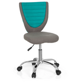 Grey-turquoise Swivel Chair – Children KIDDY COMFORT with star base and five castors by hjh OFFICE – 360-degree view (front view 20°)