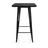 Black Bar table VANTAGGIO HIGH T with square top and two crossbars by hjh OFFICE – 360-degree view (front view 0°)