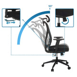 Adjustable backrest with a 90-degree recline angle of the Professional Office Chair RALOO ECO by hjh OFFICE