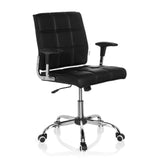 Black Home Office Chair ERNESTO with quilted upholstery and five-caster base by hjh OFFICE – 360-degree view (front three-quarter view 40°)