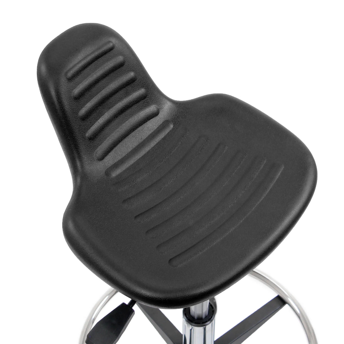 Black ribbed seat of the Swivel stool TOP WORK 03 I by hjh OFFICE