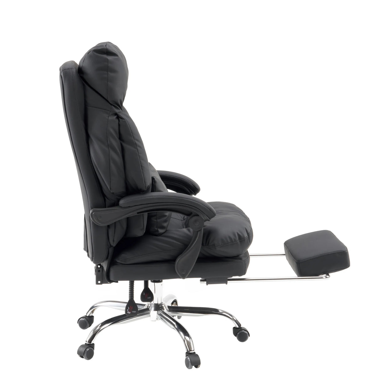 Home Office Executive Chair Relax Legoro in black with extendable footrest and chrome base by MyBuero