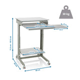 Dimensional drawing of the Standing desk WORKSTATION with a height from 71.5 to 107.5 cm by hjh OFFICE