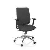 Dark grey Professional Office Chair INTEGRIO I with armrests and five-caster base by hjh OFFICE – 360-degree view (front view 20°)