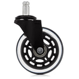 Black transparent castors 5x ROLO SKATE ST 11mm/75mm for hard floors with metal pin by hjh OFFICE