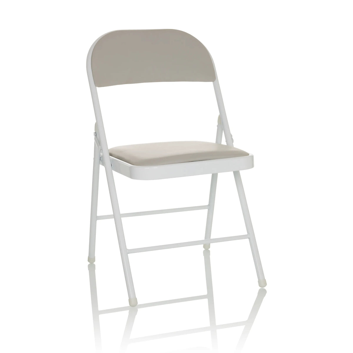 Grey Folding chair TUDELA W with faux leather padding and white frame by hjh OFFICE – 360-degree view (front view 15°)
