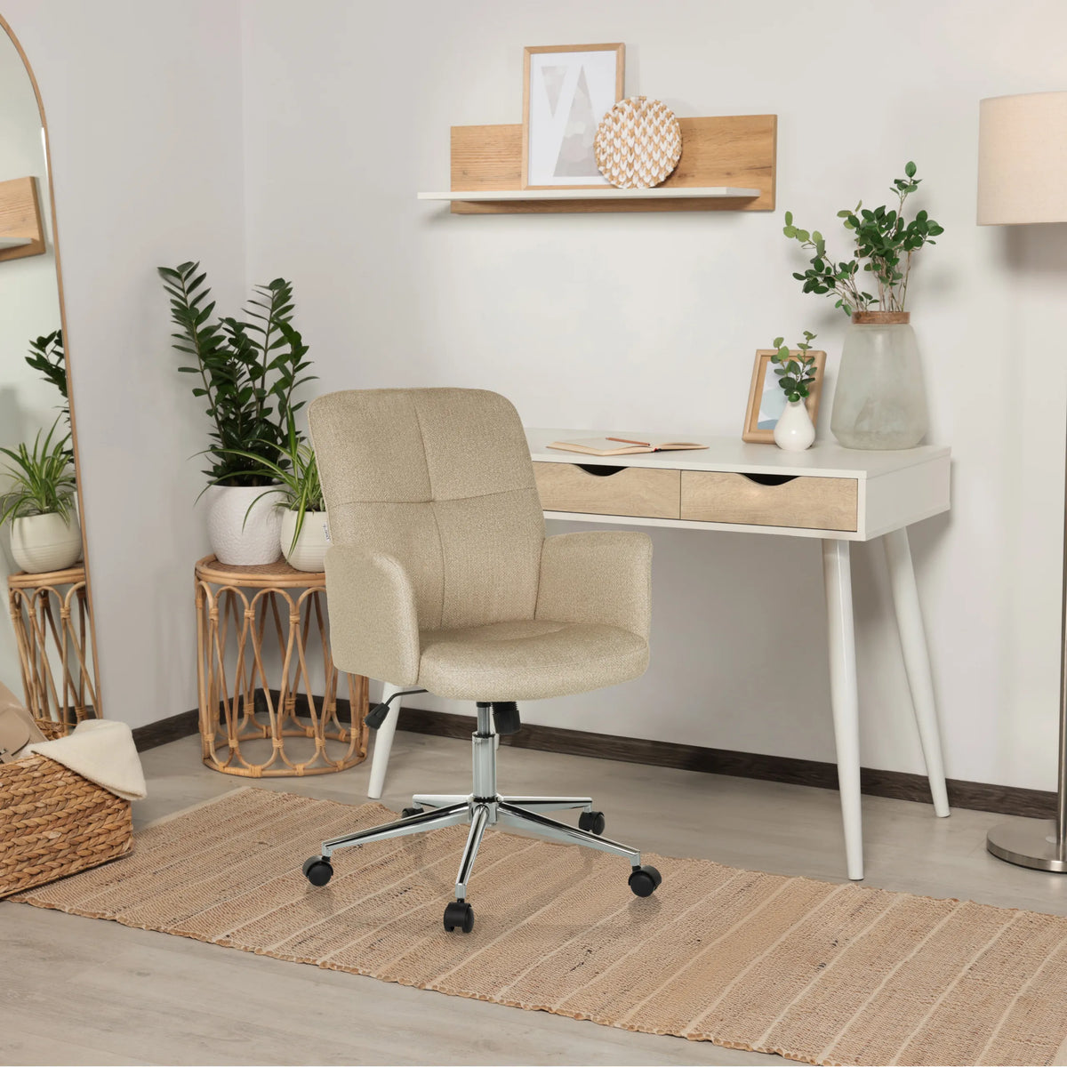 Beige Home Office Chair SOLAO 400 with armrests and caster base by hjh OFFICE