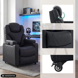 Black Game Sport RX lounge chair with detailed views of the headrest and castors by hjh OFFICE (AI-generated image)