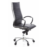 Black Professional Executive Chair PARMA 20 with quilted leather upholstery and five-caster base by hjh OFFICE – 360-degree view (front three-quarter view 60°)