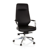 Black Professional Executive Chair VELVET with armrests and five-caster base by hjh OFFICE – 360-degree view (front view 20°)