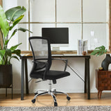Home Office Chair STAR-TEC S in black with mesh backrest and star base by hjh OFFICE