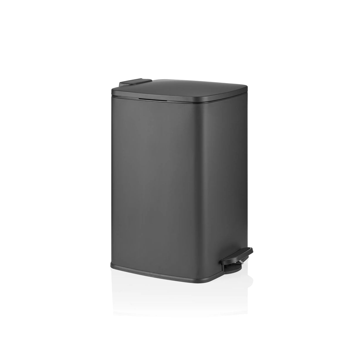 Black wastepaper Clean Step 3 with lid and foot pedal by hjh OFFICE – 360-degree view (front three-quarter view 60°)