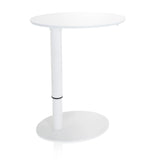 White standing desk STAND III with round tabletop and round base by hjh OFFICE – 360-degree view (front view 20°)