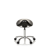 Black Saddle stool ORTHO SIT with foot cross and five castors by hjh OFFICE – 360-degree view (front view 0°)