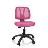 Pink Swivel Chair – Children KID YU 200 with mesh back and black five-caster base by hjh OFFICE – 360-degree view (front view 15°)