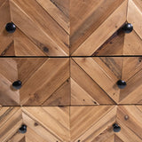 Wooden fronts with herringbone pattern and black knobs of the Sideboard SANTJAGO BLACK SUN L by hjh LIVING