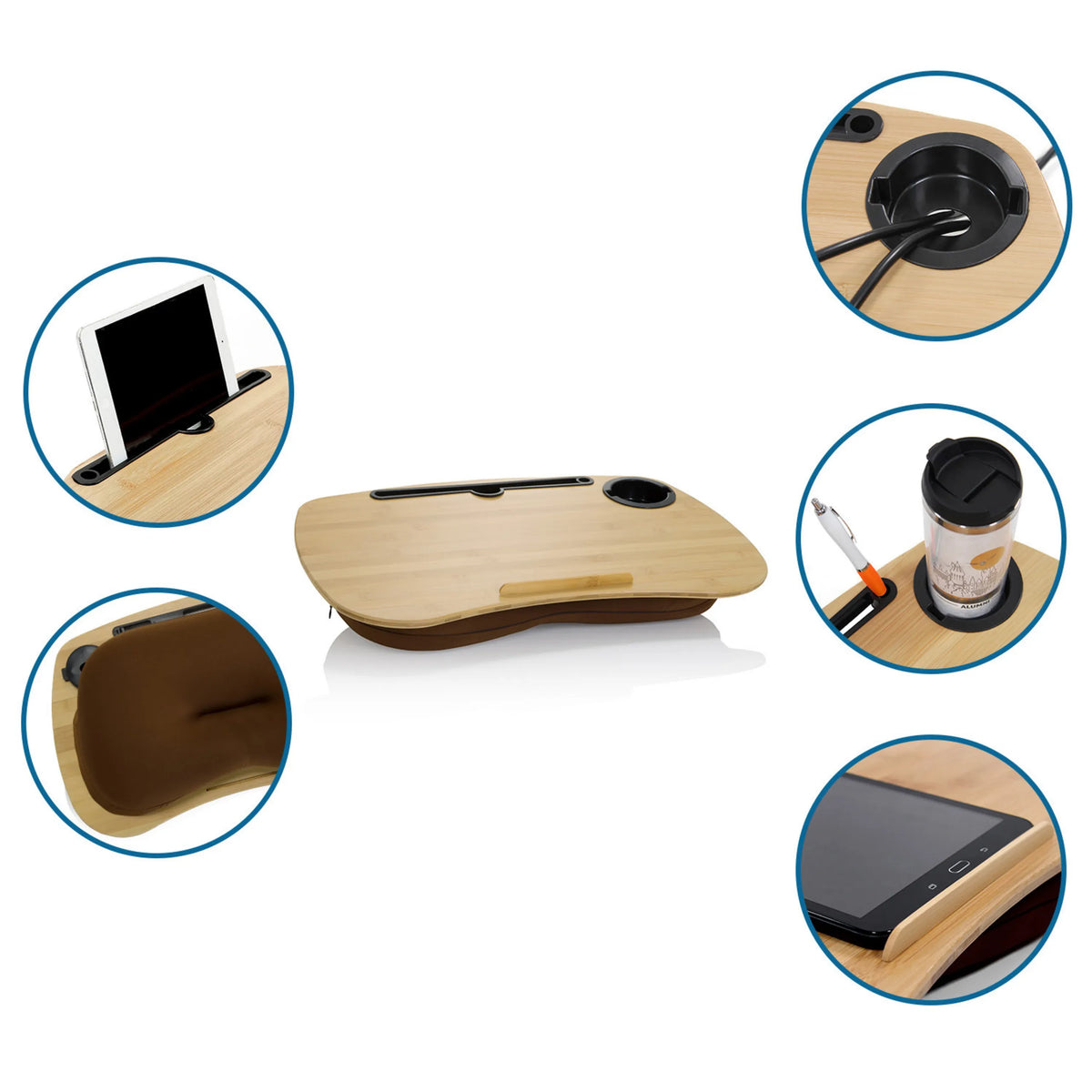 Bamboo Laptop Pad COMFILAP I with tablet holder, cup holder and pen holder by hjh OFFICE