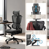 Adjustable headrest and armrests of the Ergo U2 Pro3 Professional Office Chair in black by hjh OFFICE (AI-generated image)