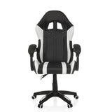 Black and white Gaming chair GAMEBREAKER W02 with a five-caster base by MyBuero – 360-degree view (front view 0°)