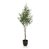 Green Artificial plant OLIVE as an olive tree in a black plant pot by hjh OFFICE – 360-degree view (front view 0°)