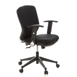 Black Professional Office Chair TRAFFIC 20 with armrests and five-caster base by hjh OFFICE – 360-degree view (front three-quarter view 60°)