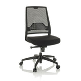 Black Professional Office Chair PORTO ECO I with mesh back and five-caster base by hjh OFFICE – 360-degree view (front view 15°)