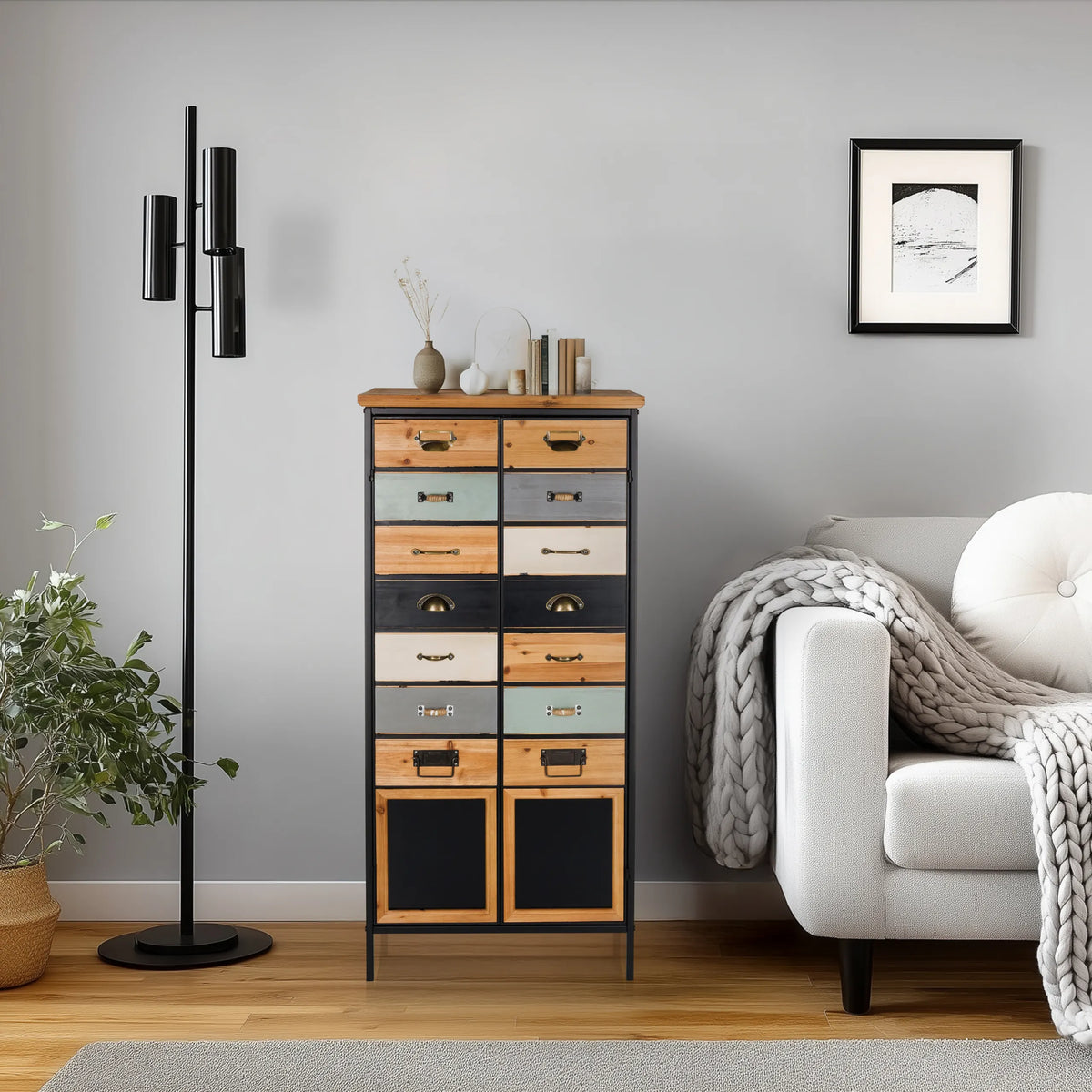 Chest of drawers CONTINENTO HIGH made of wood in various colours with several drawers and compartments by hjh LIVING