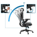Recline adjustment of the Professional Office Chair Ergo U2 Pro3 backrest up to 90 degrees by hjh OFFICE