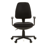 Black Home Office Chair CITY 10 with mesh back, armrests and five-caster base by hjh OFFICE – 360-degree view (front view 0°)