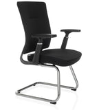 Black cantilever chair CAPTIVO PRO V with armrests and fabric upholstery by hjh OFFICE – 360-degree view (front three-quarter view 60°)