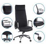 Luxury Executive Chair ASPERA 20 in black with detailed views of the upholstery and castors by hjh OFFICE