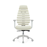 Beige Professional Office Chair ERGO LINE W with segmented backrest and white base by hjh OFFICE – 360-degree view (front view 0°)