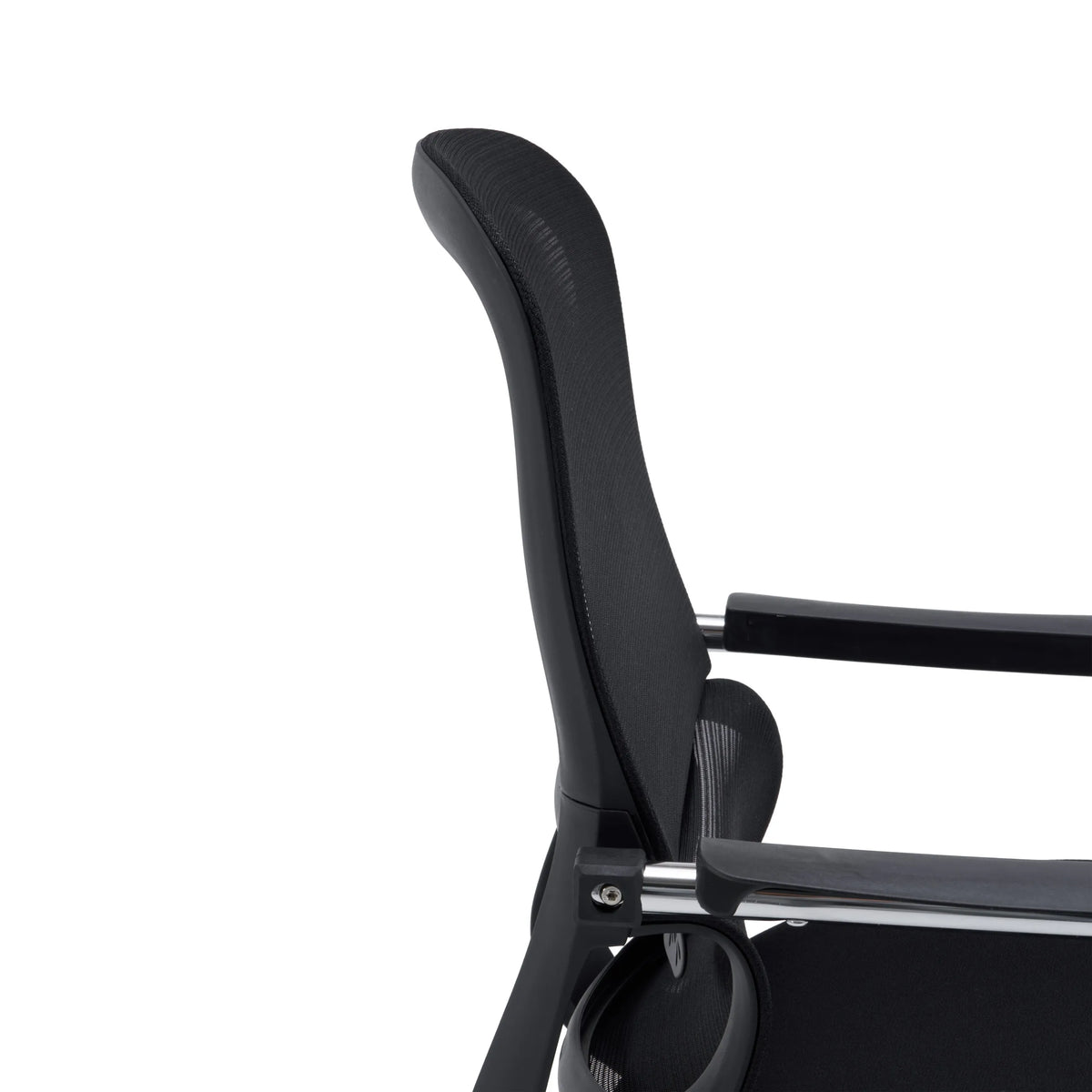 Side view of the backrest and armrest of the Ergomy Meet cantilever chair in black by hjh OFFICE