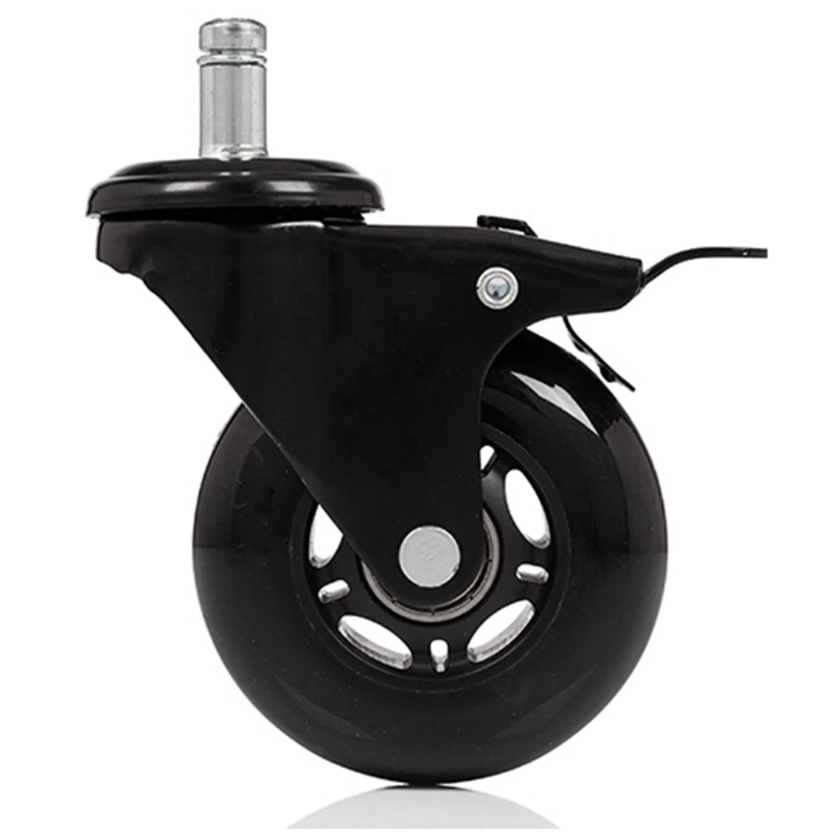 Black 5x ROLO SKATE S 11mm/75mm castors with locking brake for hard floors by hjh OFFICE