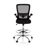 Black Counter chair VENDO WORK with mesh back, foot ring and five-caster base by hjh OFFICE – 360-degree view (front view 0°)