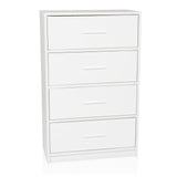 White Chest of drawers ESTORIA with four drawers and simple handles by hjh LIVING – 360-degree view (front three-quarter view 30°)
