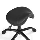 Seat of the black Sattix saddle stool with gas lift lever and five-star base on castors by hjh OFFICE